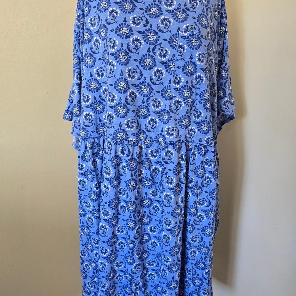 Woman Within blue floral midi dress size 5X 38/40 - Picture 1 of 4
